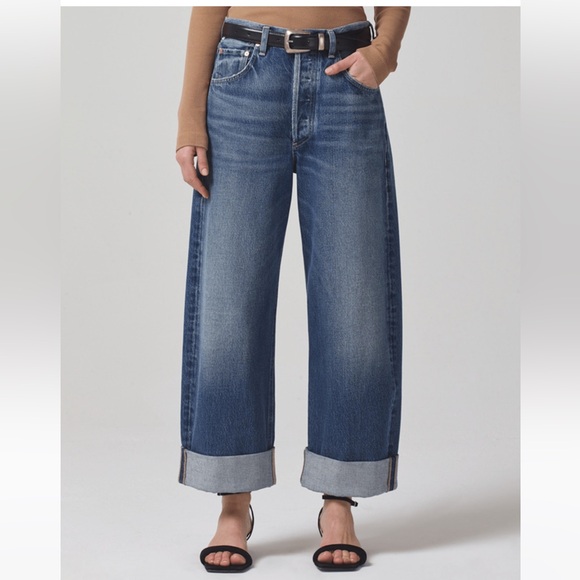 new Citizens of Humanity Ayla bagged cuffed bow leg jeans in Brielle wash - Picture 1 of 7